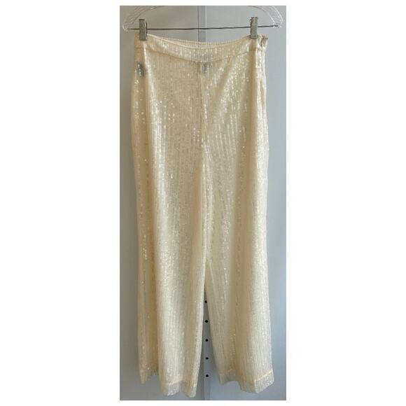 House of Harlow 1960 Pants - MINT House of Harlow 1960 Revolve Wide Leg Sequin pants High Waist Cream Size 6